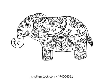  Elephant in zentangle style