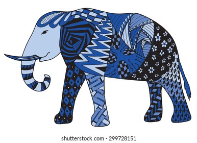 Elephant zentangle stylized vector, illustration, freehand pencil, doodle