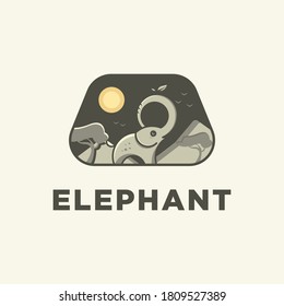 elephant zoo icon and logo template