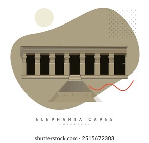 As cavernas de Elephanta - Ilha de Gharapuri - ilustração de stock como arquivo EPS