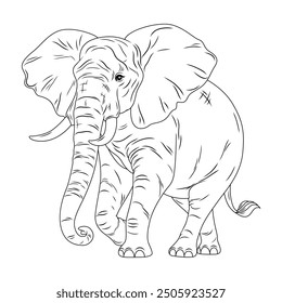 Elephant.Coloring book antistress for children and adults. Illustration isolated on white background. Hand draw