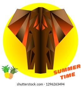 elephant.elephant vector icon with pineapple and slogan summer time. Vector illustration for t-shirt print and other uses
