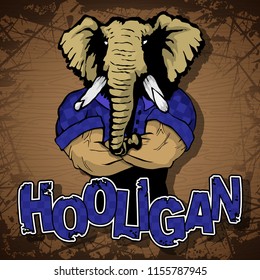 elephant-man on a wooden background.