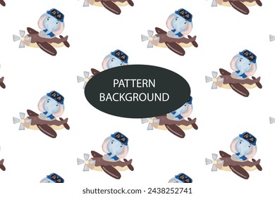 elephants airplane pattern background. can used pattern, templates, card, postcard, collection fabric or textile