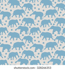 Elephants with balls. Vector seamless pattern