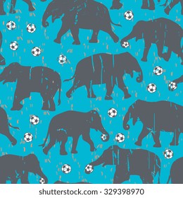 Elephants with balls. Vector seamless pattern