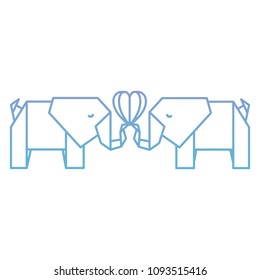 elephants couple origami paper with heart