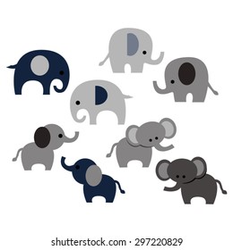 Elephants. Cute vector.