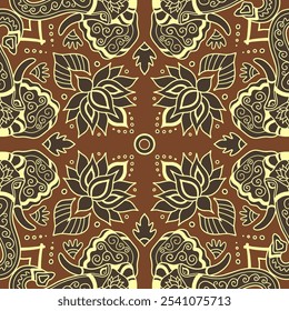 Elephants. Decorative pattern element. Seamless texture. Vector illustration. 