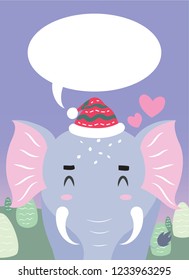 The elephant's design is filled with Christmas decorations and has space for you to put text on a natural background.