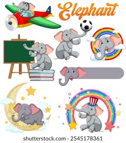 Elephants flying, studying, and playing with rainbows