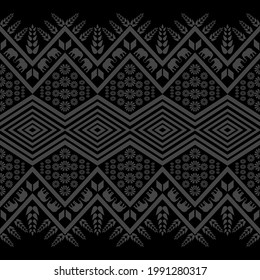 Elephants and Geometric ethnic oriental pattern traditional design repeating background texture in black and gray, wallpaper,clothing,fabric,carpet, wrapping,Batik,Vector illustration embroidery style