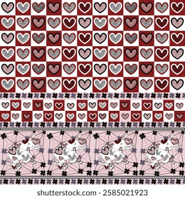 Elephants and hearts seamless pattern design. Seamless vector pattern with elephants. Can be used for textile, website background, book cover, packaging.