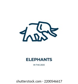 Elephants icon. Linear vector illustration from in the zoo collection. Outline elephants icon vector. Thin line symbol for use on web and mobile apps, logo, print media.