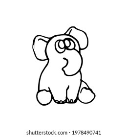 Elephants. Illustration. Cartoon sketch style. Hand outline drawing cheerful funny animal. vector