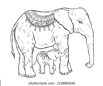 Coloring Page Elephant Vectores Imagenes Y Arte Vectorial De Stock Shutterstock