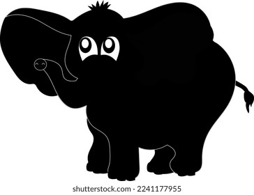 Elephants are the largest land animals on Earth. Cartoon. Silhouette.