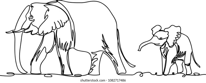 elephants. line drawing