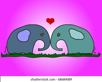 Elephants in love.  Also available as raster.