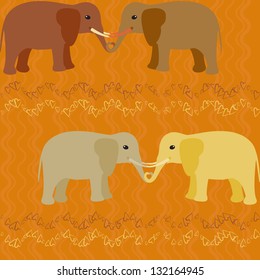 Elephants in love seamless pattern