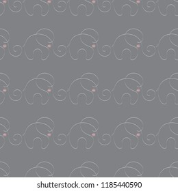 Elephants on a grey background. Seamless pattern. Vector.