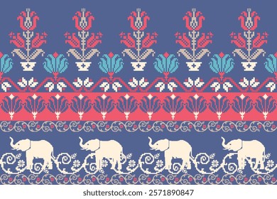 elephants pattern, Beautiful Thailand,thai pattern,seamless,Traditional,ethnic,fabric pattern for textiles,rugs, wallpaper,clothing, sarong,batik,wrap,embroidery,print,background,cover, illust