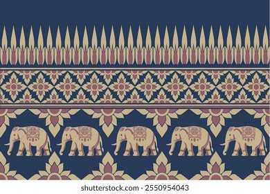 elephants pattern, 
Beautiful Thailand,thai pattern. seamless ,Traditional ethnic,fabric pattern for textiles,rugs, wallpaper,clothing, sarong, batik,wrap,embroidery,print,background,cover, illustrat