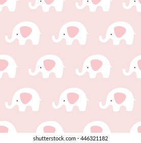 Elephants pattern. Cute seamless background. Pink, taupe, white pattern. 