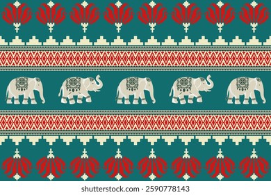 elephants pattern, Geometric
Beautiful Thailand,thai pattern,seamless,Traditional,ethnic,fabric pattern for textiles,rugs, wallpaper,clothing, sarong,batik,wrap,embroidery,print,background,cover, illu