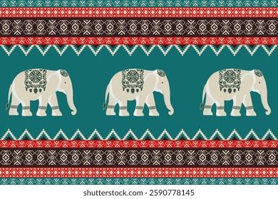 elephants pattern, Geometric
Beautiful Thailand,thai pattern,seamless,Traditional,ethnic,fabric pattern for textiles,rugs, wallpaper,clothing, sarong,batik,wrap,embroidery,print,background,cover, illu