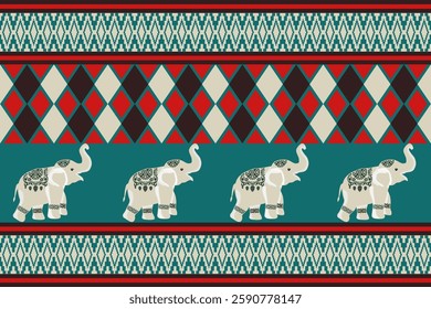 elephants pattern, Geometric
Beautiful Thailand,thai pattern,seamless,Traditional,ethnic,fabric pattern for textiles,rugs, wallpaper,clothing, sarong,batik,wrap,embroidery,print,background,cover, illu