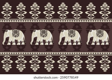 elephants pattern, Geometric
Beautiful Thailand,thai pattern,seamless,Traditional,ethnic,fabric pattern for textiles,rugs, wallpaper,clothing, sarong,batik,wrap,embroidery,print,background,cover, illu