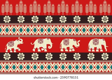 elephants pattern, Geometric
Beautiful Thailand,thai pattern,seamless,Traditional,ethnic,fabric pattern for textiles,rugs, wallpaper,clothing, sarong,batik,wrap,embroidery,print,background,cover, illu