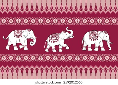 elephants pattern, Geometric
Beautiful Thailand,thai pattern,seamless,Traditional,ethnic,fabric pattern for textiles,rugs, wallpaper,clothing, sarong,batik,wrap,embroidery,print,background,cover, illu