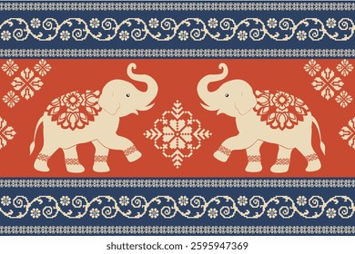 elephants pattern, Geometric
Beautiful Thailand,thai pattern,seamless,Traditional,ethnic,fabric pattern for textiles,rugs, wallpaper,clothing, sarong,batik,wrap,embroidery,print,background,cover, illu