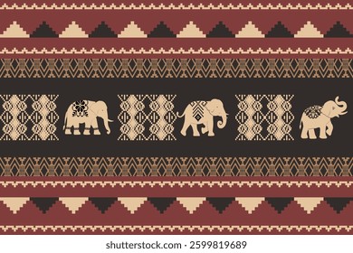 elephants pattern, Geometric, brown,
Beautiful Thailand,thai pattern,seamless,Traditional,ethnic,fabric pattern for textiles,rugs, wallpaper,clothing, sarong,batik,print,background,illustration,vector