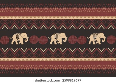 elephants pattern, Geometric, brown,
Beautiful Thailand,thai pattern,seamless,Traditional,ethnic,fabric pattern for textiles,rugs, wallpaper,clothing, sarong,batik,print,background,illustration,vector