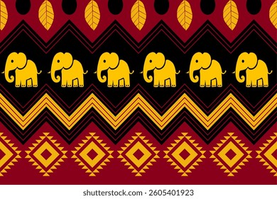 elephants pattern, Geometric, Gold,yellow,red,
Beautiful Thailand,thai pattern,seamless,Traditional,ethnic,fabric pattern for textiles,rugs, wallpaper,clothing, sarong,batik,print,background,illustrat