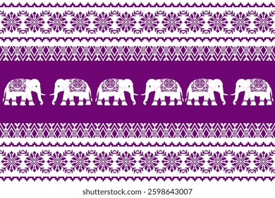 elephants pattern, Geometric, pink,
Beautiful Thailand,thai pattern,seamless,Traditional,ethnic,fabric pattern for textiles,rugs, wallpaper,clothing, sarong,batik,print,background,illustration,vector
