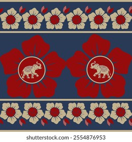 elephants pattern, mandala
Beautiful Thailand,thai pattern,seamless,Traditional,ethnic,fabric pattern for textiles,rugs, wallpaper,clothing, sarong,batik,wrap,embroidery,print,background,cover, illust