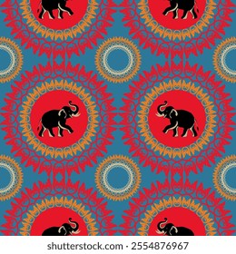 elephants pattern, mandala
Beautiful Thailand,thai pattern,seamless,Traditional,ethnic,fabric pattern for textiles,rugs, wallpaper,clothing, sarong,batik,wrap,embroidery,print,background,cover, illust