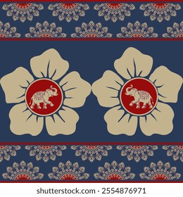 elephants pattern, mandala
Beautiful Thailand,thai pattern,seamless,Traditional,ethnic,fabric pattern for textiles,rugs, wallpaper,clothing, sarong,batik,wrap,embroidery,print,background,cover, illust