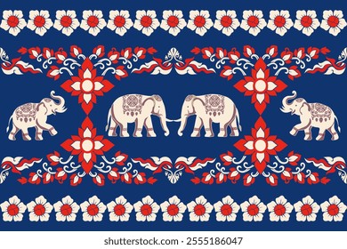 elephants pattern, mandala
Beautiful Thailand,thai pattern,seamless,Traditional,ethnic,fabric pattern for textiles,rugs, wallpaper,clothing, sarong,batik,wrap,embroidery,print,background,cover, illust