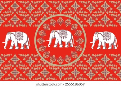 elephants pattern, mandala
Beautiful Thailand,thai pattern,seamless,Traditional,ethnic,fabric pattern for textiles,rugs, wallpaper,clothing, sarong,batik,wrap,embroidery,print,background,cover, illust