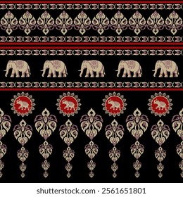 elephants pattern, mandala
Beautiful Thailand,thai pattern,seamless,Traditional,ethnic,fabric pattern for textiles,rugs, wallpaper,clothing, sarong,batik,wrap,embroidery,print,background,cover, illust