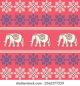 elephants pattern, mandala
Beautiful Thailand,thai pattern,seamless,Traditional,ethnic,fabric pattern for textiles,rugs, wallpaper,clothing, sarong,batik,wrap,embroidery,print,background,cover, illust