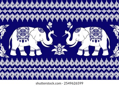 elephants pattern,thai pattern. seamless ,Traditional ethnic,thai pattern,fabric pattern for textiles,rugs, wallpaper,clothing, sarong, batik,wrap,embroidery,print,background,cover,vector illustration