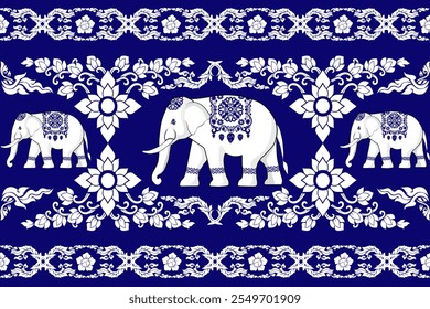 elephants pattern,thai pattern,seamless ,Traditional,ethnic,thai pattern,fabric pattern for textiles,rugs, wallpaper,clothing, sarong, batik,wrap,embroidery,print,background,cover,vector illustration