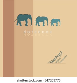 elephants in a row, large or small, the elephant, in warm countries, template, cover, stylish Notepad, fashionable, conciseness