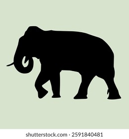 Elephants running in the wild in silhouette art form 